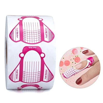 Imagen de G2PLUS 500PCS Moldes Uñas,Guía de Extensión Uñas,Etiqueta Formas Arte Uñas, Oro Bandeja Papel Manicura Uñas Profesional para Extensiones Gel Acrílico o UV