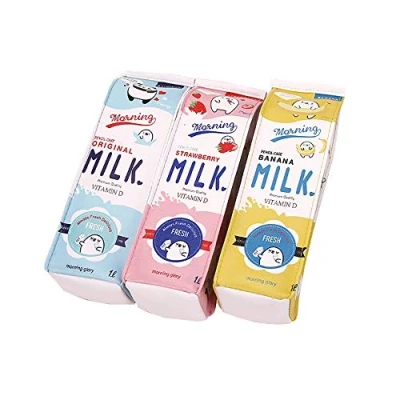 Imagen de Fablcrew Estuche con cremallera en forma de cartón leche, fabricado poliuretano (color al azar)