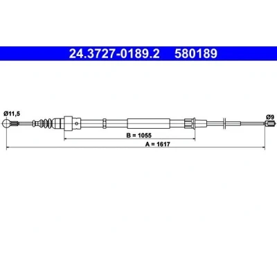 Imagen de ATE 24.3727 0189.2 Cable de Freno Mano 1617