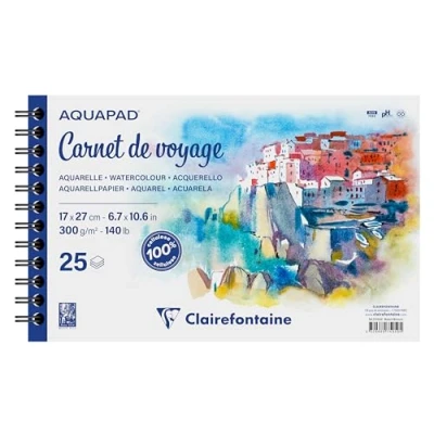 Imagen de Clairefontaine 975959C Carnet Aquarelle RI 17x27cm 25F Grain mi fin 300g F