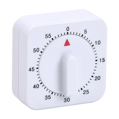 Imagen de Wisebom Temporizador de Cocina Mecánico, 60 Minutos Cuadrado para Casa Cocinar Hornear, Blanco Mecánico Cuenta Atrás, Manual con Alarma el Cocinero