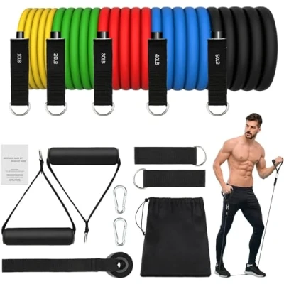 Imagen de JATEKA Gomas Elasticas Musculacion 150 lbs 12 Piezas Elasticos Fitness con 5 Diferentes Niveles Bandas para Gimnasio en Casa Yoga