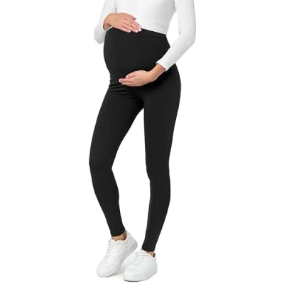 Imagen de Be Mammy Leggins Premamá 3/4 para mujer embarazada Mallas capri maternidad Leggings pirata lactancia Ropa deportiva Embarazo BE20 229 (Negro, 3XL)