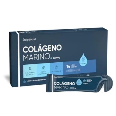 Imagen de Colágeno Marino Líquido 5000mg con Vitamina C y Ácido Hialurónico 14 Sobres de 30ml Bebible Tipo 1 Concentrado Sin Azúcar Para Bienestar Belleza Sabor Afrutado