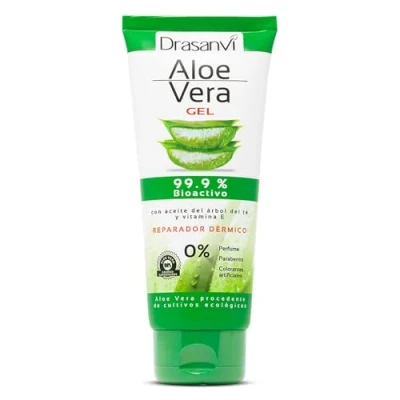 Imagen de DRASANVI Gel de Aloe Vera con Árbol Té y Vitamina E Regenerador Natural para la Piel 100% Hidratante el Cuerpo Rostro Repara, Calma Protégé,0% Perfumes Parabenos,200 ml