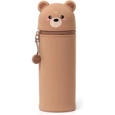 Imagen de Legami Estuche 2 en 1 de Suave Silicona Kawaii, Escolar con Forma Oso Peluche, portalápices Mesa, Cremallera, Silicona, para lápices Colores y rotuladores, H