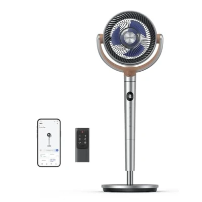 Imagen de Dreo ventilador de pedestal, 80 pies grado, pedestal para toda la habitación, ventiladores oscilantes 120+120 con control remoto/voz/Wifi/Alexa, 8 ajustes velocidad