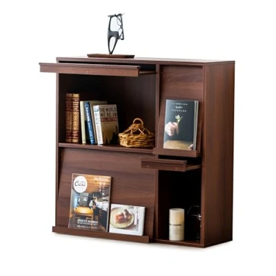 Imagen de Iris Ohyama, Mueble de almacenamiento con 4 puertas plegables / Armario madera Abatible Armario, Diseño,Modular, Oficina, Casa biblioteca Flap Rack FR F4 Marrón