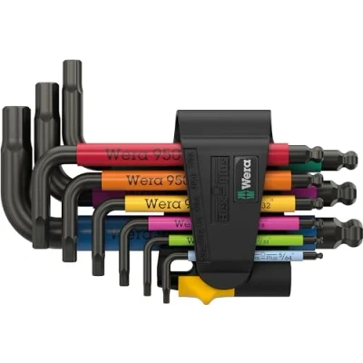 Imagen de Wera 05022641001 950/9 Hex Plus Multicolour Imperial 3 Juego de llaves acodadas, en pulgadas, BlackLaser, 9 piezas