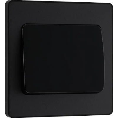Imagen de BG Interruptor eléctrico de pared simple, basculante ancho, 2 vías, placa frontal sin tornillos, bordes redondos, Evolve, negro mate, 20A, 16AX, PCDMB12WB