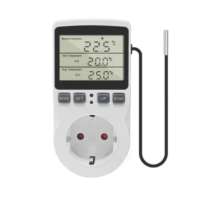 Imagen de KETOTEK Enchufe Termostato Digital con Sonda 220V, Controlador de Temperatura Calentamiento Enfriamiento Control para Incubadora Invernadero Reptil