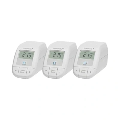 Imagen de Homematic IP Smart Home 161216A1 Kit de ampliación para calefacción (3 Unidades, termostato Digital, Control Mediante aplicación, Alexa, Google Assistant, fácil instalación, Ahorro energía)