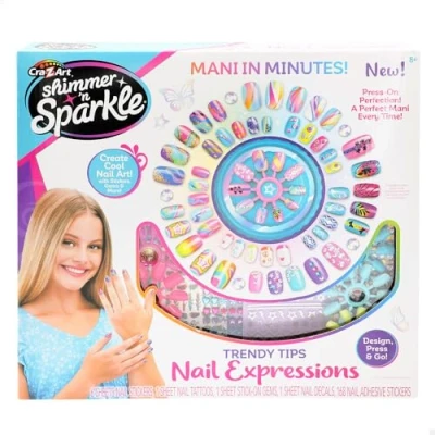 Imagen de ColorBaby 47913 Shimmer N Sparkle Set manicura niñas, uñas Brillantes, Incluye Aros de postizas, Pegatinas, Tatuajes, Gemas, Calcomanías, Juguetes niña, Regalos para niñas 8 años
