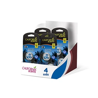 Imagen de Pack de 4 California Car Scents Ambientador Coche con Fragancia, Olor y Esencias a Ice, Aroma Nuevo/New (Minidifusores, 2UDS)