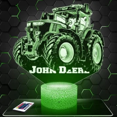 Imagen de lámpara de mesilla noche, luz nocturna táctil J.Deere tractor agrícola LED ilusión 3D, idea regalo para niños y niñas, Navidad, noche o adultos. TOP