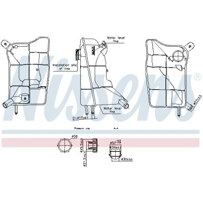Imagen de NISSENS 996304 Depósito de Agua 1,4 sin sensor nivel refrigerante con tapa PEUGEOT: 207 Hatchback, SW, Berlina