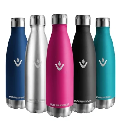 Imagen de Vikaster Botella de agua, 500ml agua acero inoxidable, Mantener 12H Caliente/24 Frío, Termo Sin BPA, termica Niños, Adultos, Deporte, Oficina, Exteriores