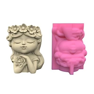 Imagen de JOERBABU molde de silicona, moldes silicona para niñas, maceta, resina epoxi, soporte velas, caja almacenamiento