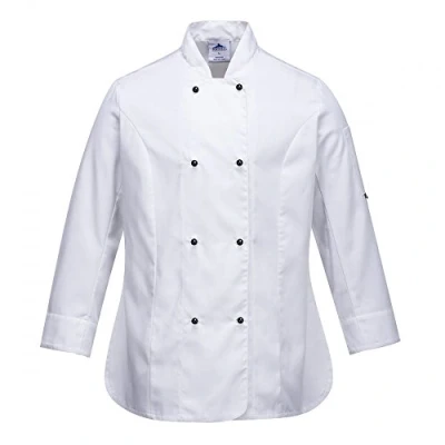 Imagen de Portwest Chaqueta De Cocina Para Mujer Raquel, Con Manga Larga, Tamaño: M, Color: Blanco, C837WHRM