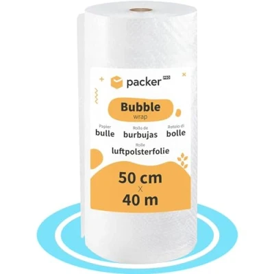 Imagen de packer PRO Rollo Plastico Burbujas Embalaje, 50cm Ancho (A) y 40m Longitud (L). Papel burbuja ideal para Mudanzas, Embalajes Envíos