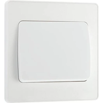Imagen de BG Interruptor eléctrico de pared simple, basculante ancho, 2 vías, placa frontal sin tornillos, bordes redondos, Evolve, blanco nacarado, 20 A, 16AX, PCDCL12WW