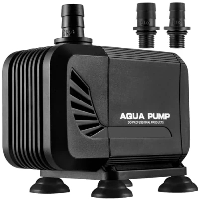 Imagen de bomba de agua para acuario, sumergible 1500 l/h, estanque, pozo, ultra silenciosa con filtro y 2 boquillas 13 mm/16 mm, altura máxima extracción 1,6 m(15 W)
