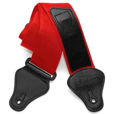 Imagen de Tiger STP2 RD Correa para guitarra (2 pulgadas, nailon y extremos de cuero, sólo correa), Color Rojo
