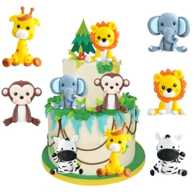 Imagen de Animales Decoración Pastel, 5 PCS Tartas Selva, Selva Tarta, Topper Tarta Animales, Safari Animals Cake Topper, para Tartas, Decoracion Cumpleaños