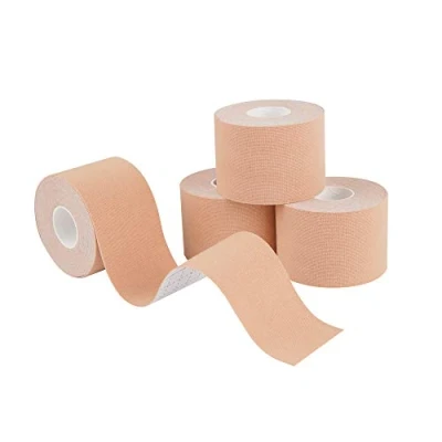 Imagen de PHYTOP Cinta de Kinesiología para Sujeción Rodillas y Músculos, Kinesiotape Alivio del Dolor Fisioterapia (4 Paquete, Color Beige)