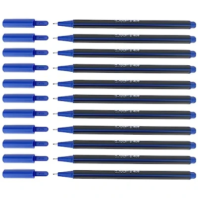 Imagen de D.RECT D408 Fineliner Adecuado para el uso Diario, Escritura y Material Escolar, Superfino, Ancho de Línea Aprox. 0,4 mm, 12 Unidades Color Azul