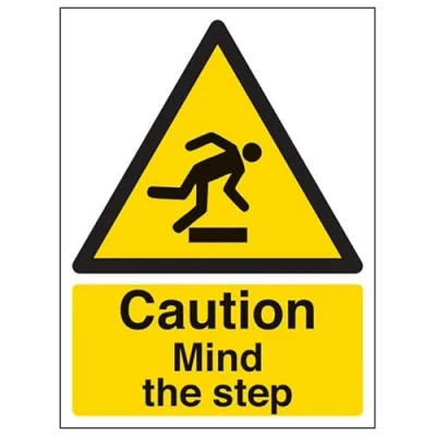 Imagen de VSafety Caution Mind The Step Señal de precaución (150 mm x 200 mm, plástico rígido 1 mm)