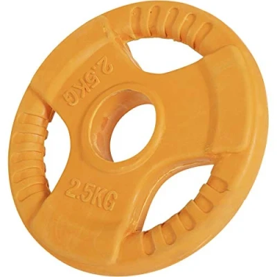 Imagen de GORILLA SPORTS® Discos de peso Tri Grip, agujero olímpico 2 pulgadas, 1,25 kg, 2,5 5 10 15 20 25 individual o juego, revestimiento goma, núcleo hierro fundido,