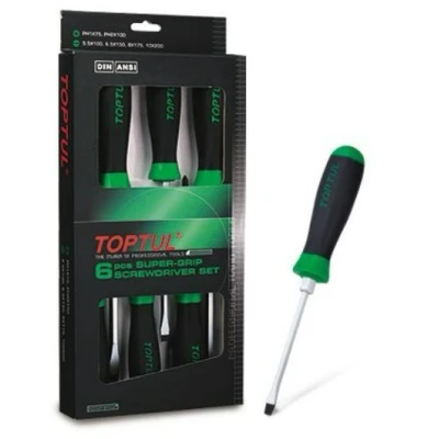 Imagen de TOPTUL GAAE0608 Kit de atornilladores 6 ranurada, Destornillador estrella (PH) 5.5, 6.5, 8, 10, PH1, PH2 Visor (cartón) magnético