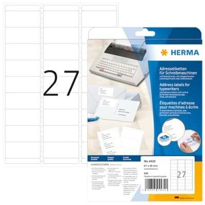 Imagen de Herma Etiquetas adhesivas para máquinas de escribir, 67 x 30 mm