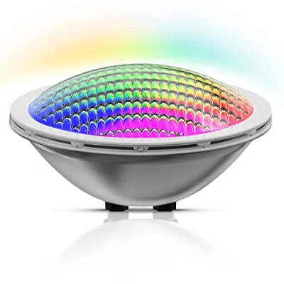 Imagen de LyLmLe Lámpara LED Piscina PAR56, 30W Foco RGB Multicolor Acero inoxidable 316L, Sumergible Iluminación Empotrable, IP68 Impermeable, Interruptor On/Off,12V AC