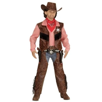 Imagen de WIDMANN 05928, disfraz de Cowboy la camisa con chaleco, chaparreras y sombrero , color/modelo surtido