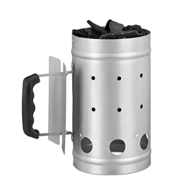 Imagen de Relaxdays Encendedor de Barbacoa con Asa Seguridad, Acero, Gris, 27 x 16 cm, 16x16x27 cm