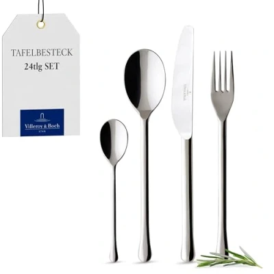 Imagen de Villeroy &amp; Boch Udine Cubertería de 24 Piezas, Acero Inoxidable, Gris, 38x27x6 cm