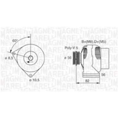 Imagen de MAGNETI MARELLI 063731305010 Alternador 14V 70A CITROËN: Saxo Hatchback, Berlingo / First I Furgón,