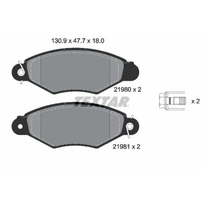 Imagen de TEXTAR 2198004 Juego de pastillas freno no preparado para indicador desgaste con tornillos pinza PEUGEOT: 206 Hatchback
