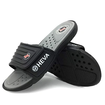 Imagen de HEVA Adjust Chanclas Slider para Hombre Sandalias Playa de Punta Descubierta（42 EU Black/Gery）