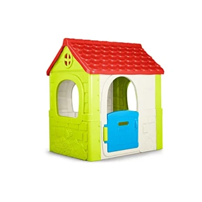 Imagen de FEBER Funny House, casa de jardín para niños y niñas, Colores Azul Rojo Verde, Resistente Segura, casita Infantil Juegos Exterior, 2 a 6 años, Famosa (800013650)
