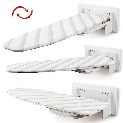 Imagen de ybaymy tabla de planchar plegable, montaje en pared, planchar, pared con cubierta resistente al calor, material fijación, color blanco