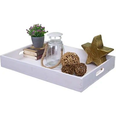 Imagen de bandeja de madera para servir, 60 x 40 8 cm, desayuno, decorativa, presentación, cama