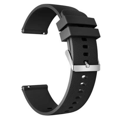 Imagen de TOOBUR Correa reloj de 22mm, Correas repuesto silicona con liberación rápida, Compatible relojes 22 mm ancho, modelo universal, Negro