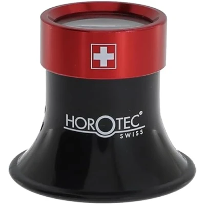 Imagen de KD89 Horotec 00.025 Lupa de reloj con anillo atornillado aluminio rojo, ligero y resistente, acabado perfecto, Negro , N2.5 Grossissement x5