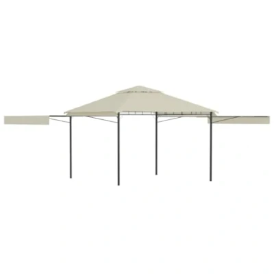 Imagen de vidaXL Cenador con Tejado Doble Extensible Toldo Parasol Marquesina Pabellón Carpa Gazebo de Jardín Aire Libre Terraza Exterior Fiestas Eventos Crema