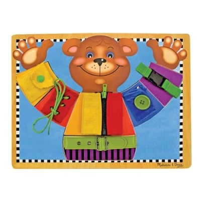 Imagen de Melissa &amp; Doug Tablero de madera Habilidades Básicas Montessori Juguete Regalo fantástico para niñas y niños