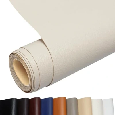 Imagen de Parche autoadhesivo de piel sintética, 60 x 200 cm, cinta reparación sintética para sofás, bolsos, chaquetas, asientos coche, muebles (mujer arroz)