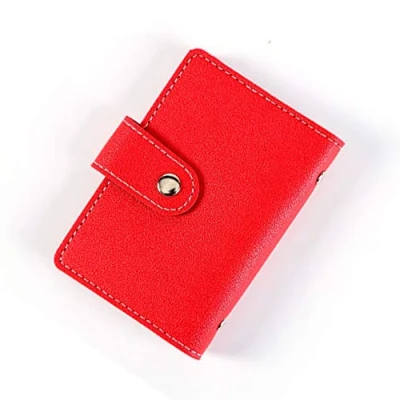 Imagen de TopHomer Tarjetero de piel sintética con múltiples compartimentos para tarjetas visita, monedero 24 crédito, color rojo